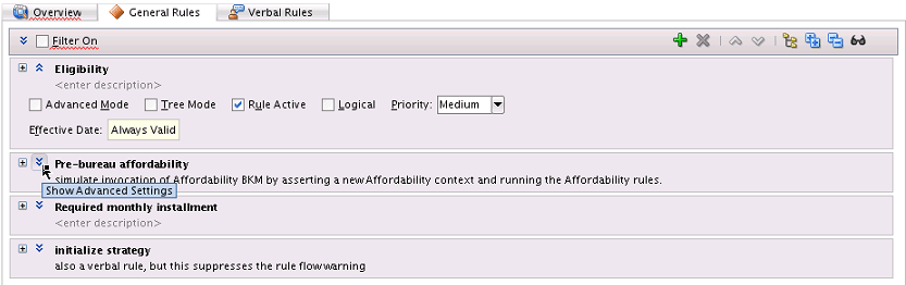 Show/Hide Advanced Settings