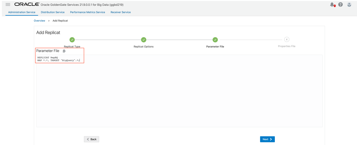 Provide Parameter File details and click Next.