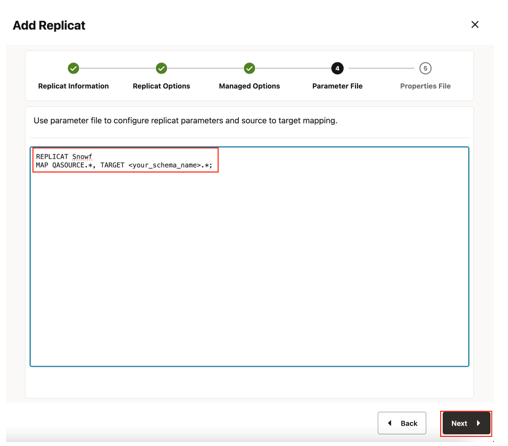 Enter parameter details.