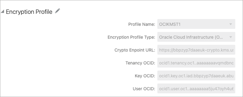 Select the encryption profile with OCI KMS configuration when creating Extract, Replicat, or Distribution Path processes.