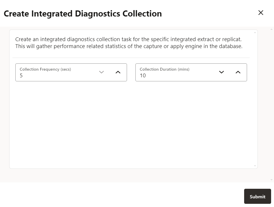 Create Integrated Diagnostics Collection dialog box