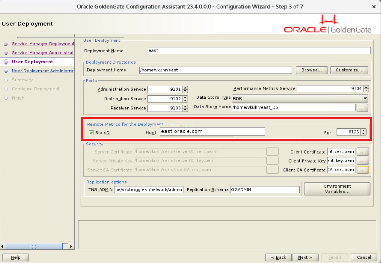 The option to enable StatsD in the User Deployment screen in OGGCA.