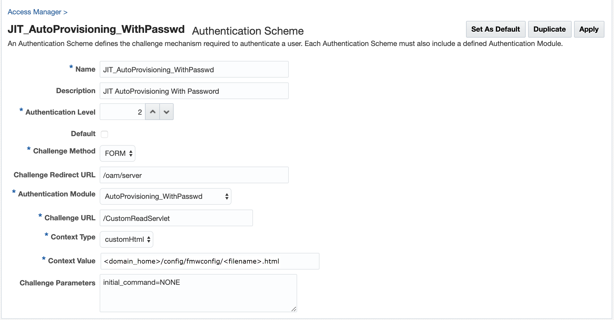 Sample Authentication Scheme Page