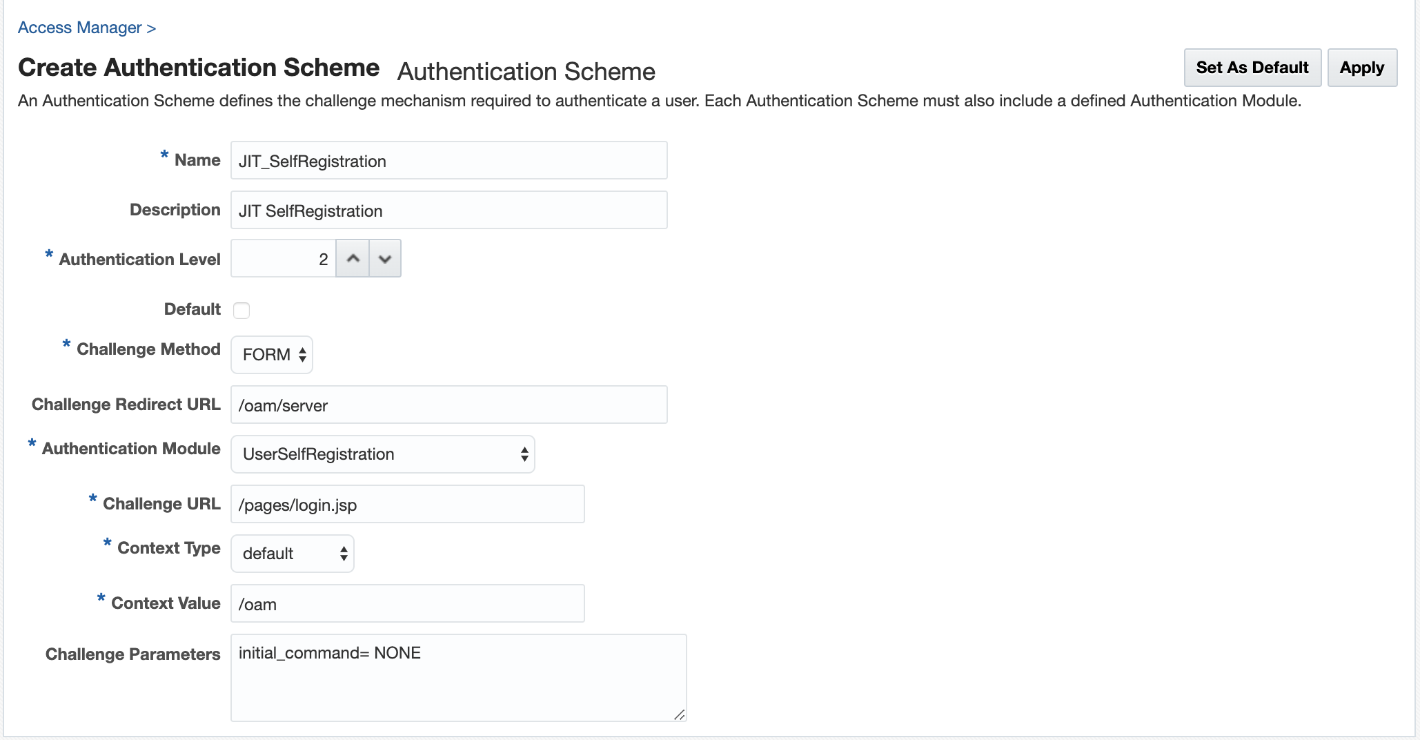 Sample Authentication Scheme Page