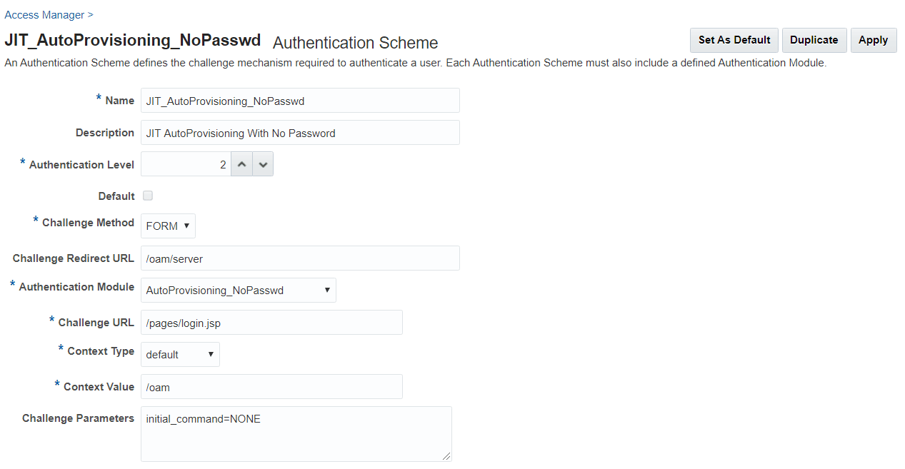 Sample Authentication Scheme Page