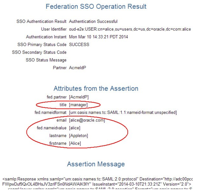 Federation SSO Operation Result