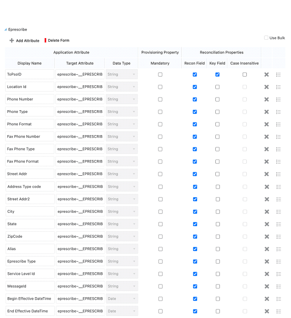shows the default Eprescribe mappings