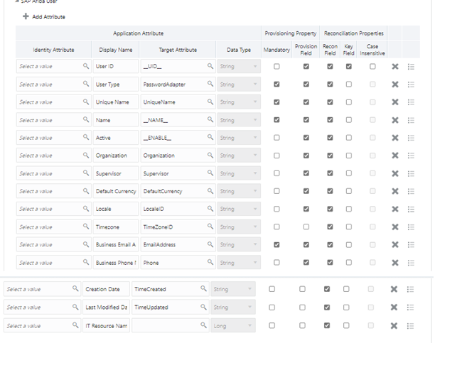 Default User account attribute mappings Default User account attribute mappings
