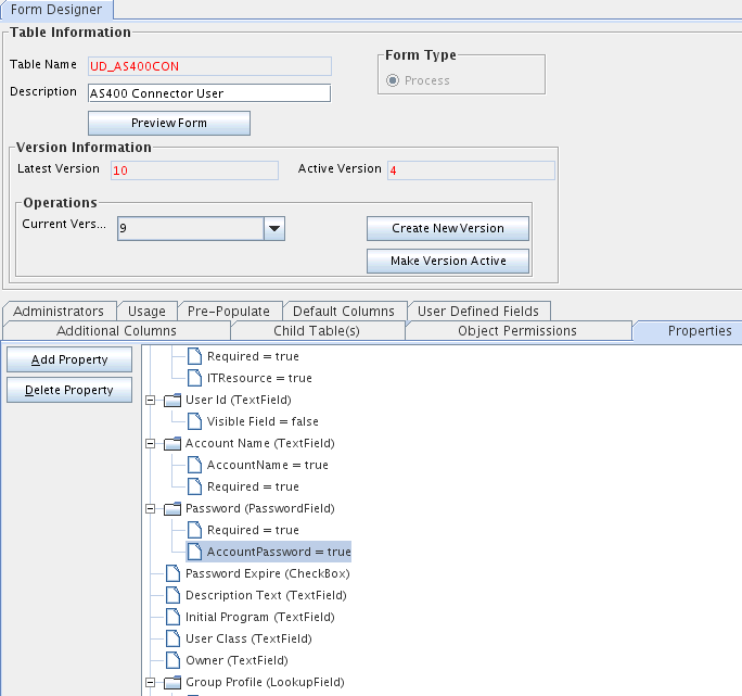 This screenshot displays the Form Designed tab.