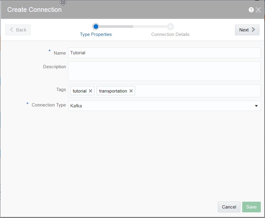 The Create Connection dialog box
