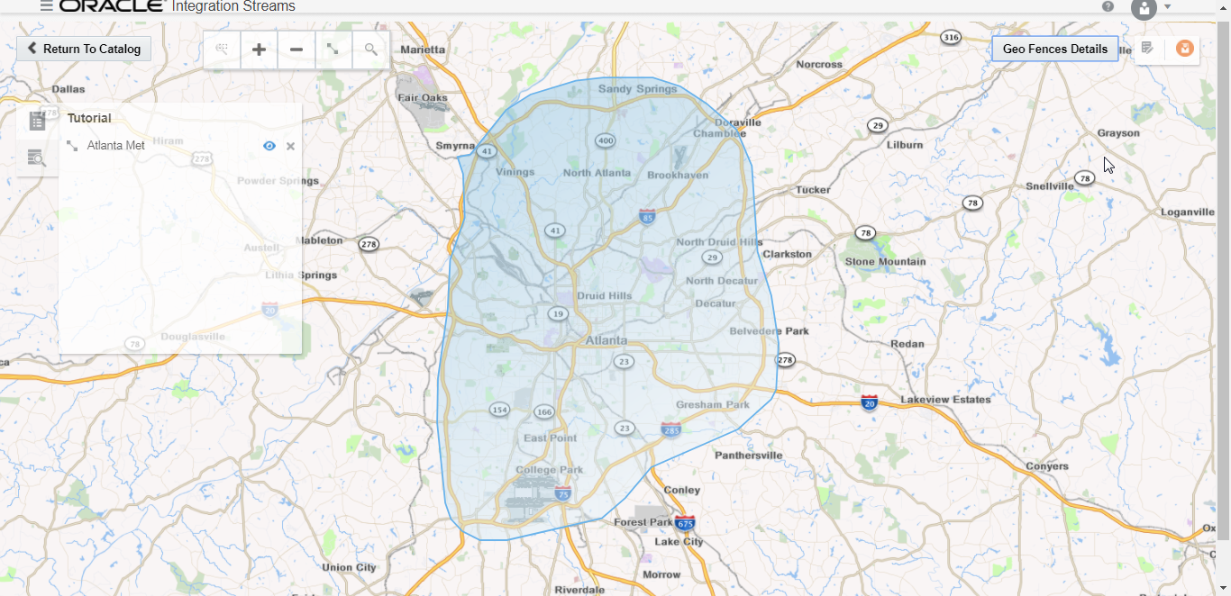 Atlanta region marked with the polygon tool