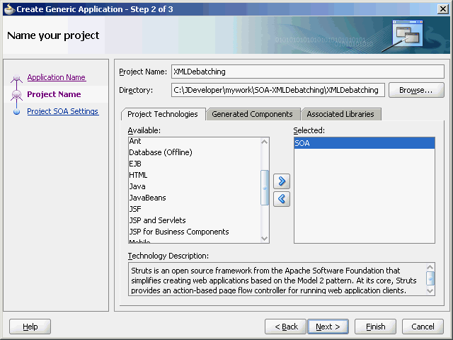 Create Generic Application - Name your project Page