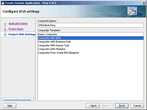 Create Generic Application - Configure SOA settings Page