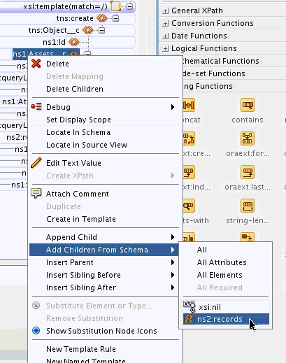 Add Children From Schema menu item