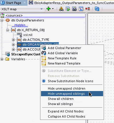 Hide unmapped siblings context menu item Hide unmapped siblings context menu item