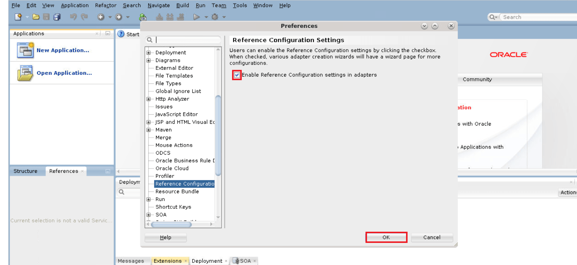 JDev reference configuration settings