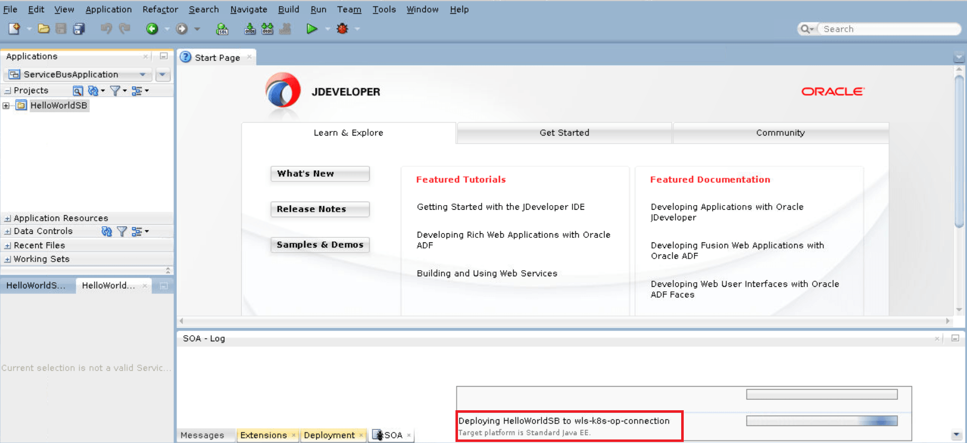 JDEV SOA Deploying Progress