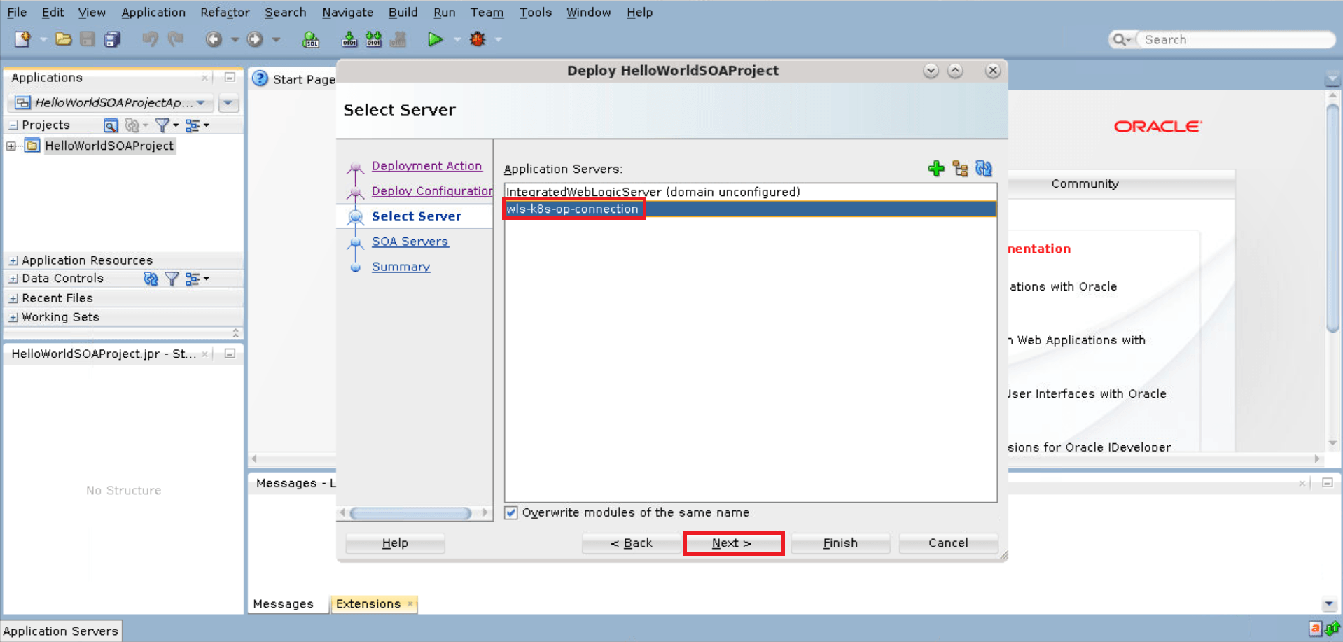 JDEV SOA Select Application Server