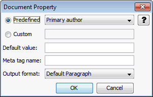 This is the Document Property dialog box