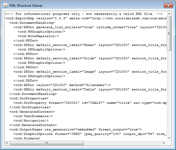 This is sample output of the XML Structure Viewer