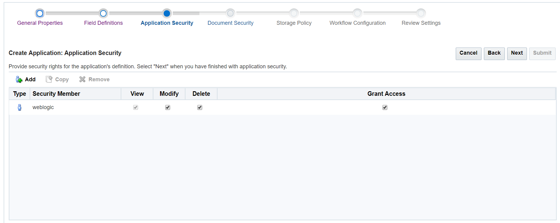 Create Application: Application Security