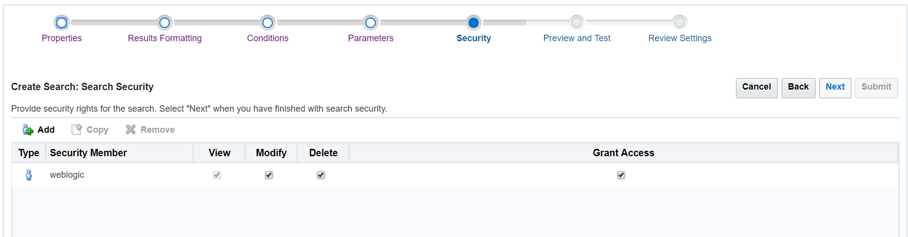 Create Search: Search Security