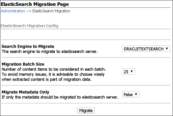 ElasticSearch Migration page