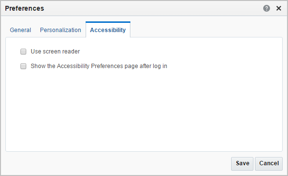 Preferences Accessibility tab