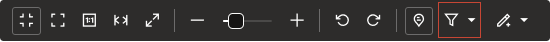 This image shows the image viewer toolbar with the “Filter annotations” button highlighted with a red square.
