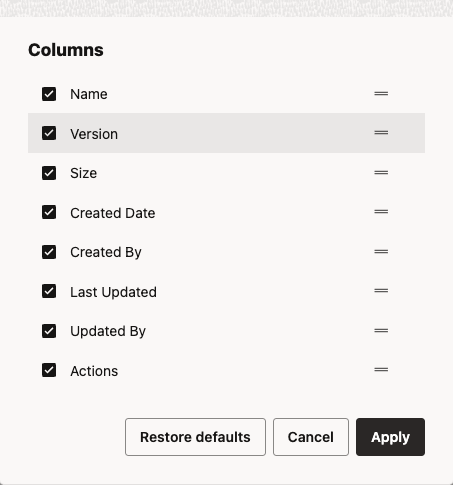 Columns Configuration Dialog