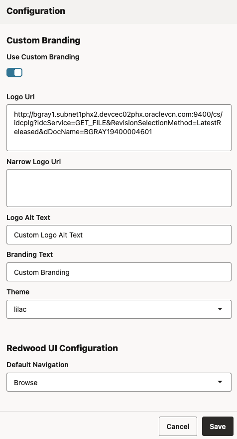 Configuration Custom Branding Enabled