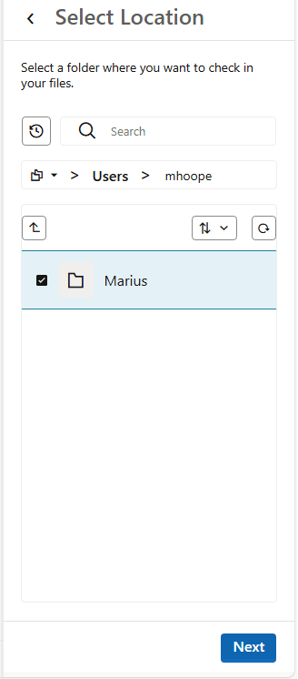 This image shows the Select Location page.