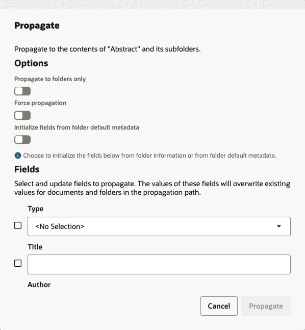 Redwood UI Propagate Dialog