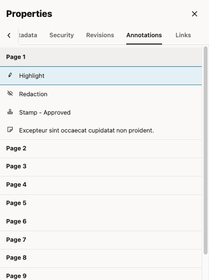 Properties Annotations Tab