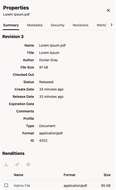 Properties Summary Tab