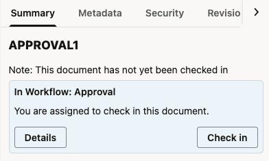 Workflow Checkin Message
