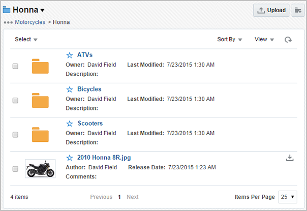 Browse results list Browse results list