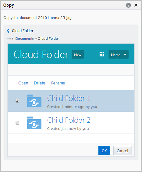 Copying to a Child Cloud Folder Copying to a Child Cloud Folder
