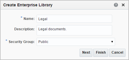 Create Enterprise Library screen