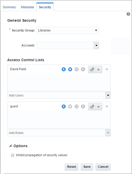Security Tab