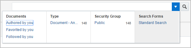 This image displays the Search box with metadata filters