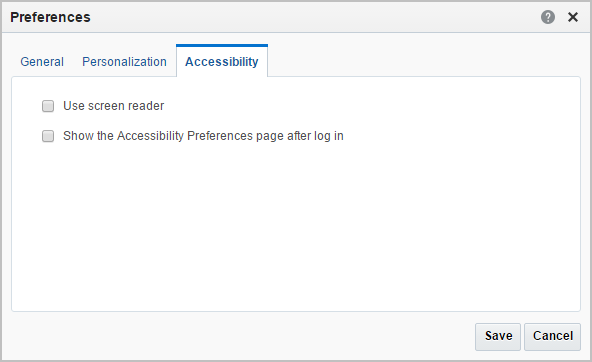 Preferences Accessibility tab Preferences Accessibility tab