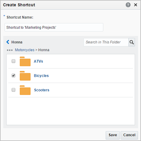 Create Shortcut Window
