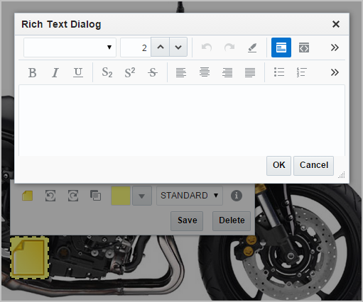 Note annotation with toolbar and rich text dialog. Note annotation with toolbar and rich text dialog.
