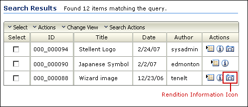 Graphic showing rendition icon on results page Graphic showing rendition icon on results page