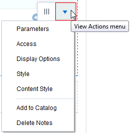 View Actions Menu for Notes