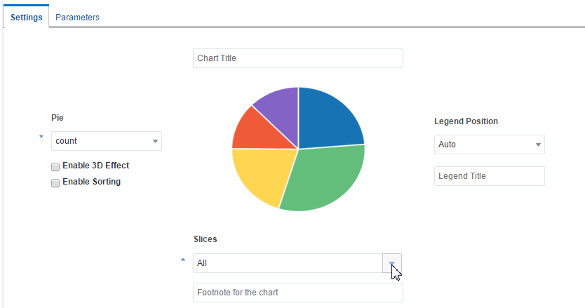 Pie chart template settings