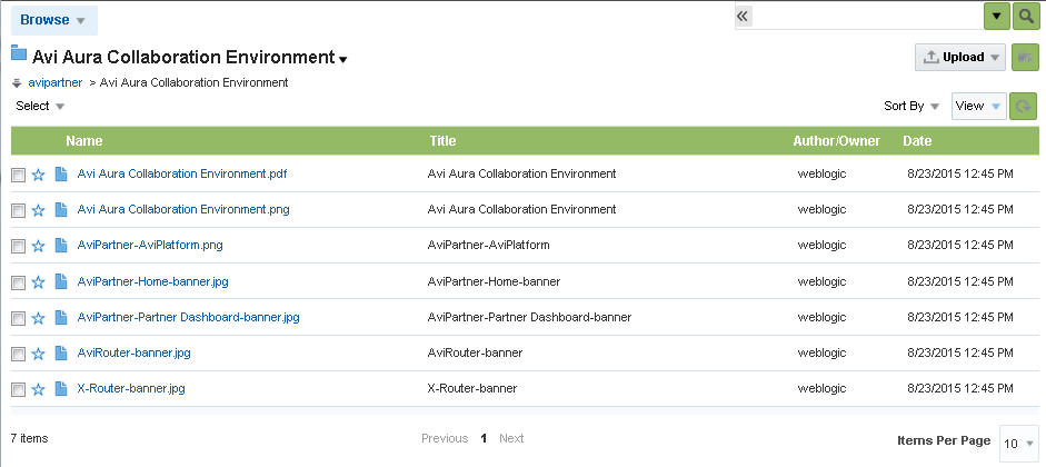 This image shows the tabular view of the Content Manager.