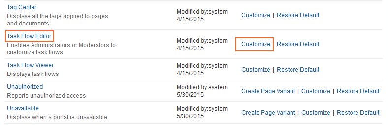 Customize Link Next to the Task Flow Editor System Page