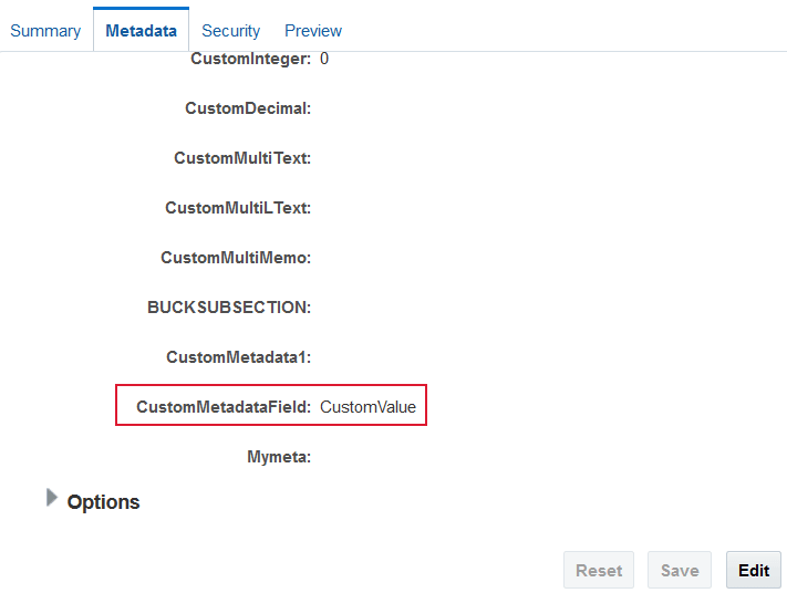 Edit Document Metadata Tab